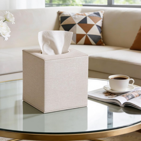 2 Pack Square Tissue Box Cover Modern Cube Tissue Holder with Magnetic Base Decorative Organizer for Bathroom Vanity Bedroom Office Car