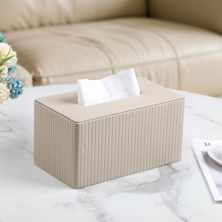 Extra Large PU Leather Rectangle Tissue Box Cover Magnetic Closure Tissue Holder Decorative Organizer for Bathroom Bedroom Office Beige