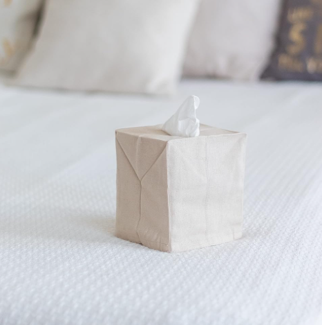 Linen Square Tissue Box Cover Decorative Fabric Tissue Holder for Bathroom Office Home Tabletop Storage Organizer - Image 2
