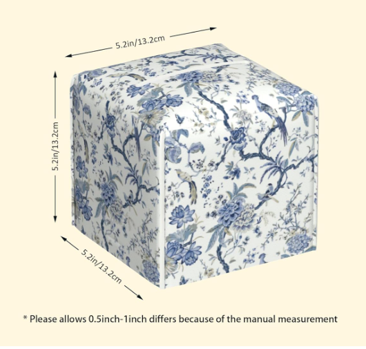 Blue Floral Bird Pattern Square Leather Tissue Box Cover Facial Paper Holder Organizer for Bathroom Kitchen Bedroom Vanity Countertop - Image 2