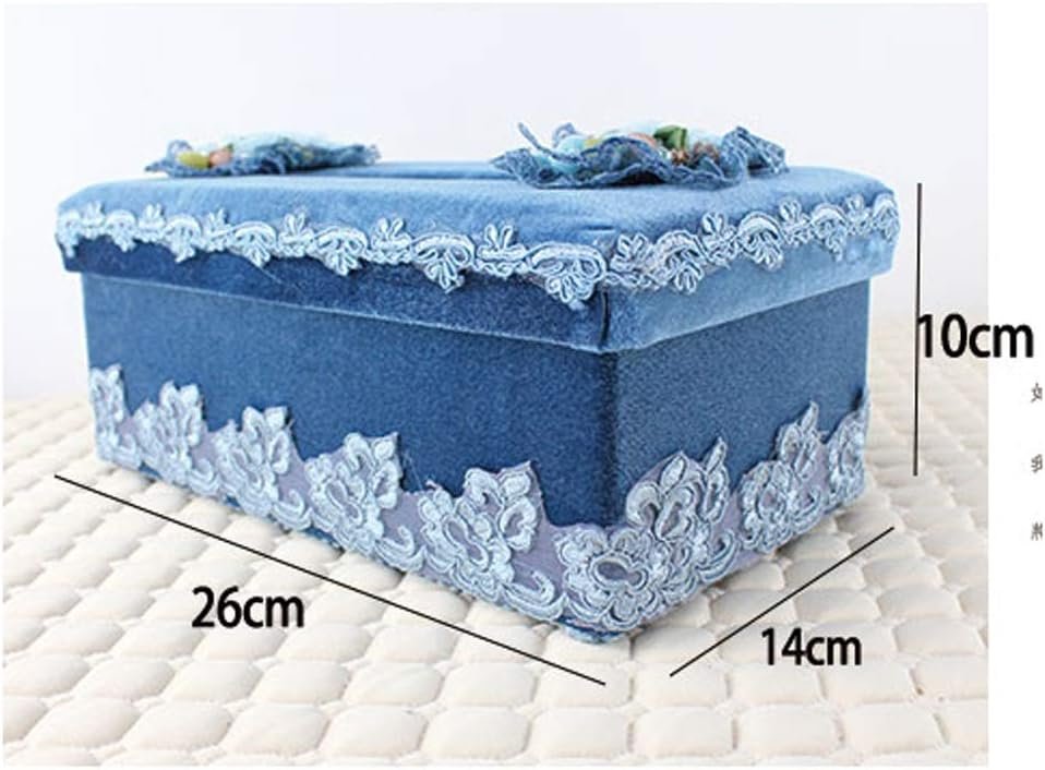 Fabric Tissue Box Cover with Lace Design Decorative Cloth Tissue Holder for Bathroom Bedroom Home Tabletop - Image 2